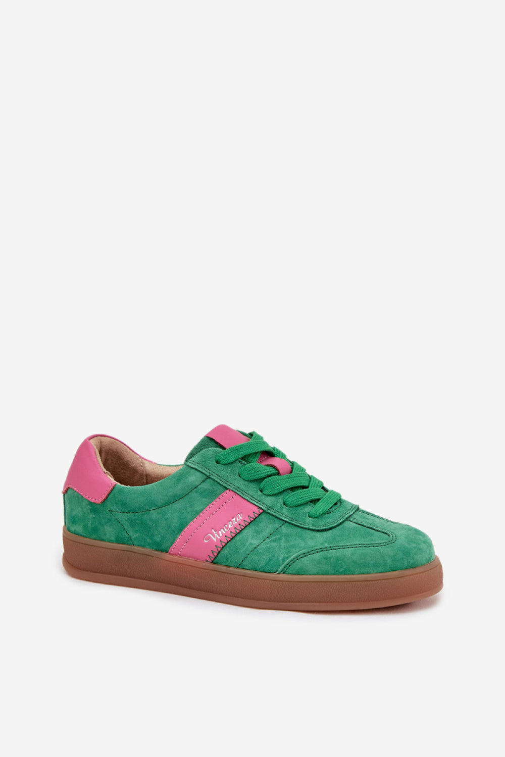 Step In Style Green Suede Trainers with Round Toe - view 2