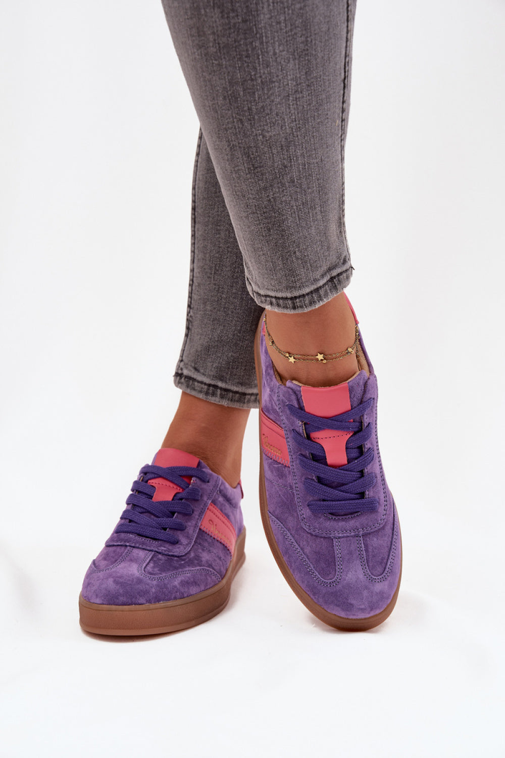 Step In Style Violet Suede Trainers with Round Toe - view 3