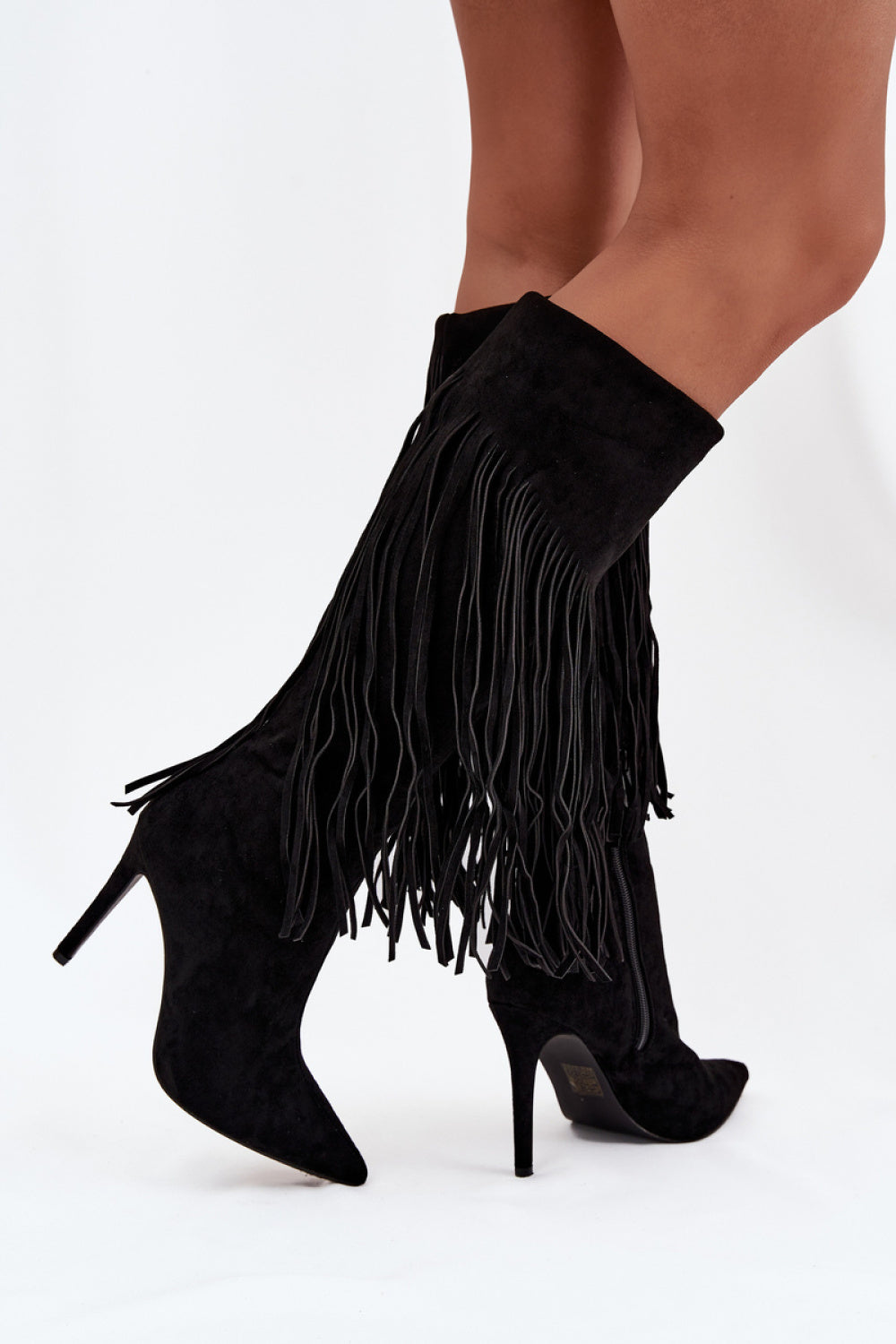 Step In Style Isalune Black Faux Suede Stiletto Heeled Ankle Boots - view 3