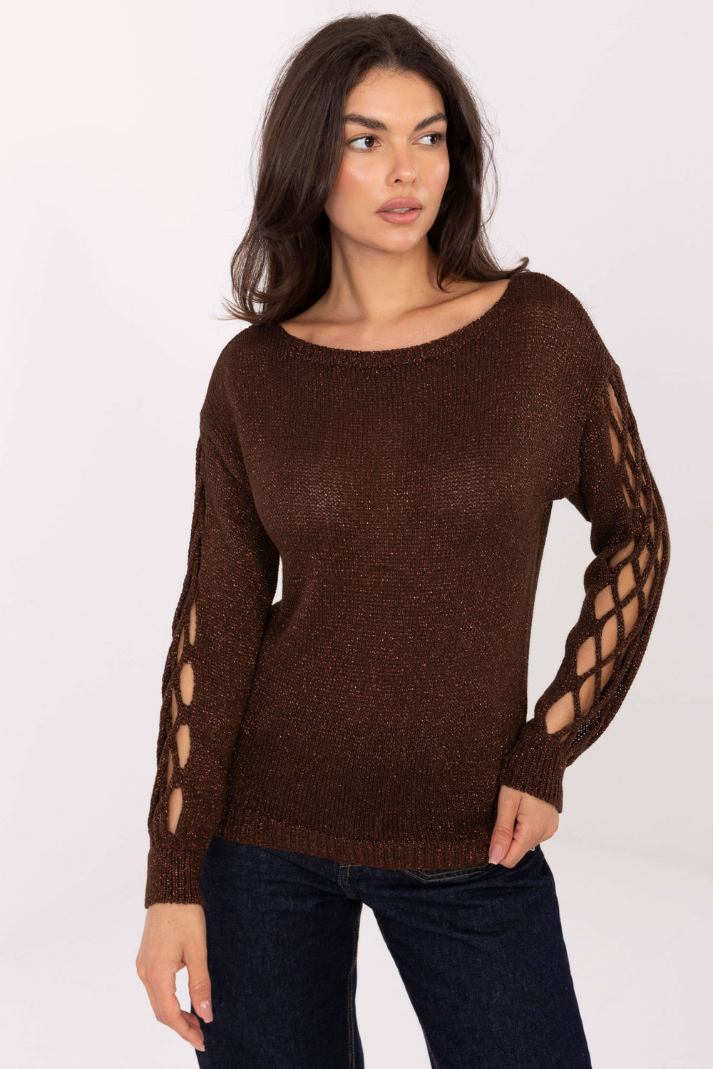Italy Moda Dark Brown Long Sleeve Jumper