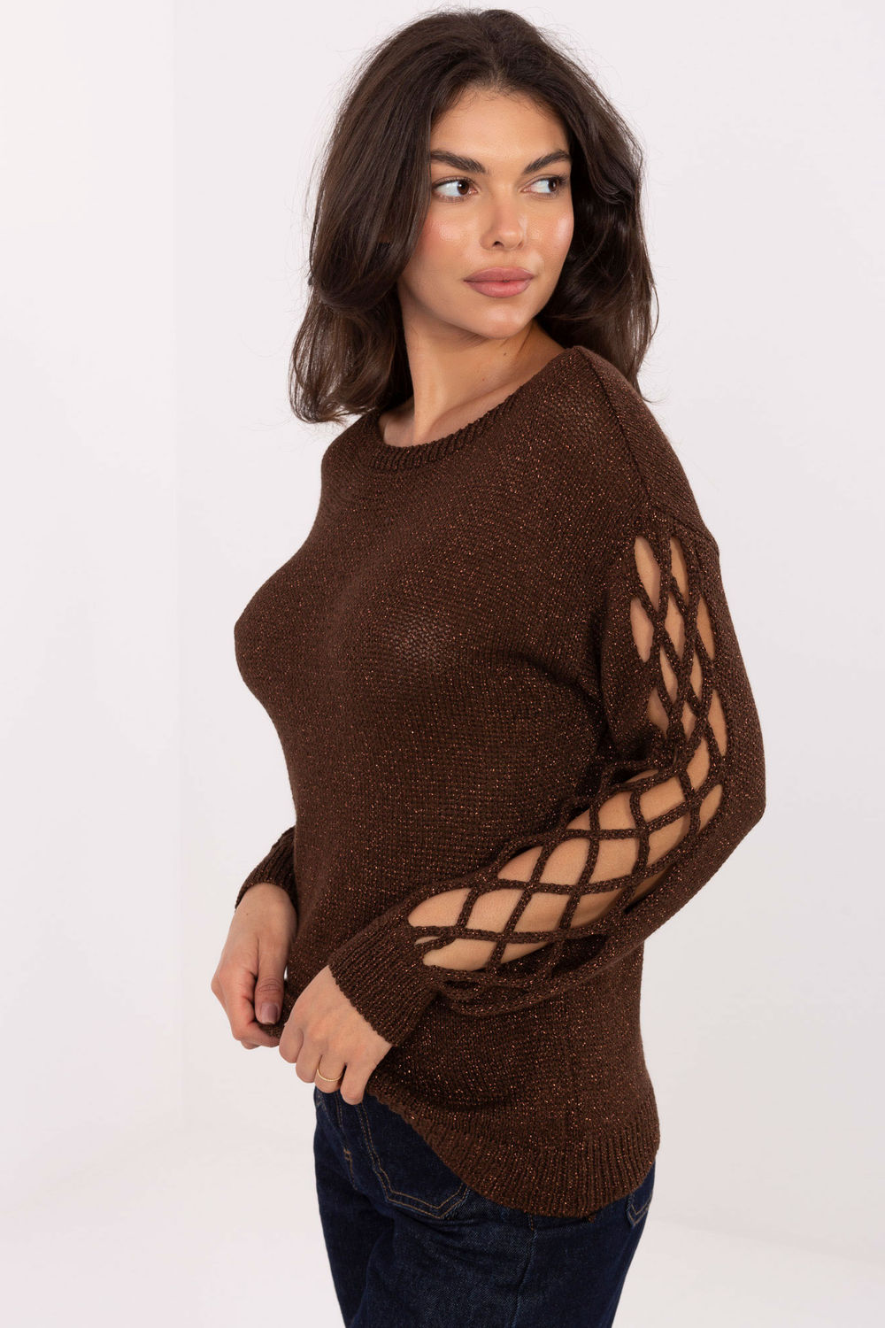 Italy Moda Dark Brown Long Sleeve Jumper - view 2