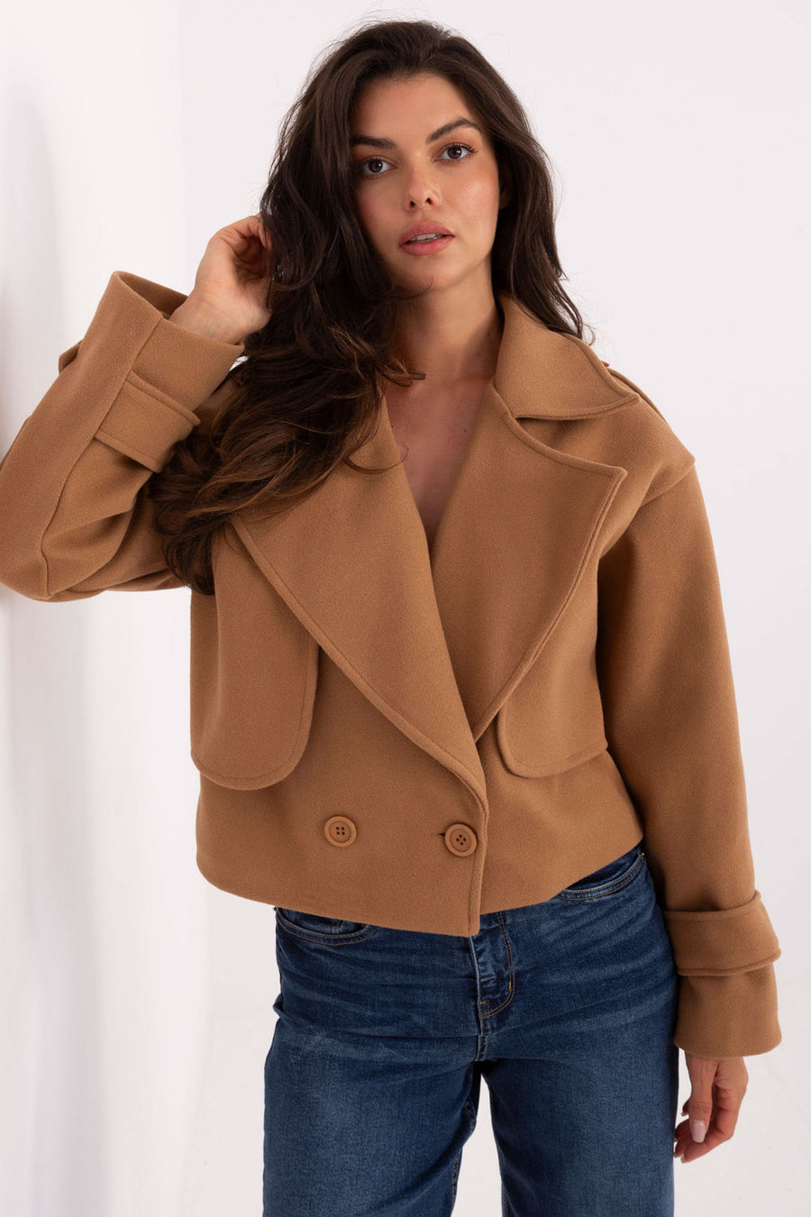 Rue Paris Camel Long Sleeve Coat