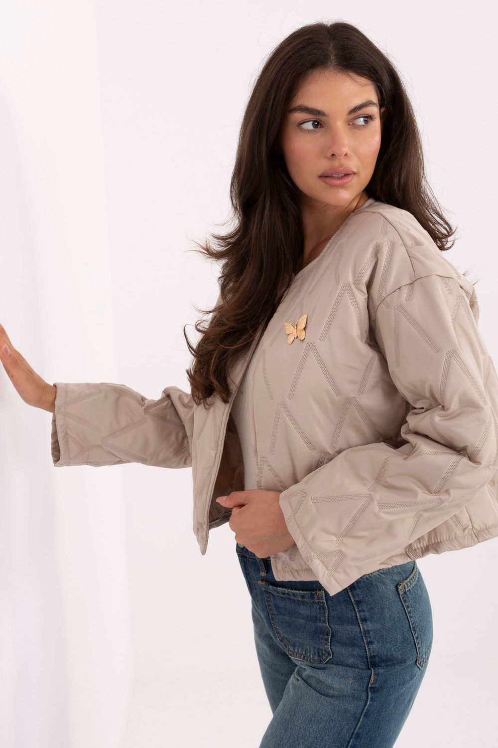 Rue Paris Beige Polyester Jacket - view 2