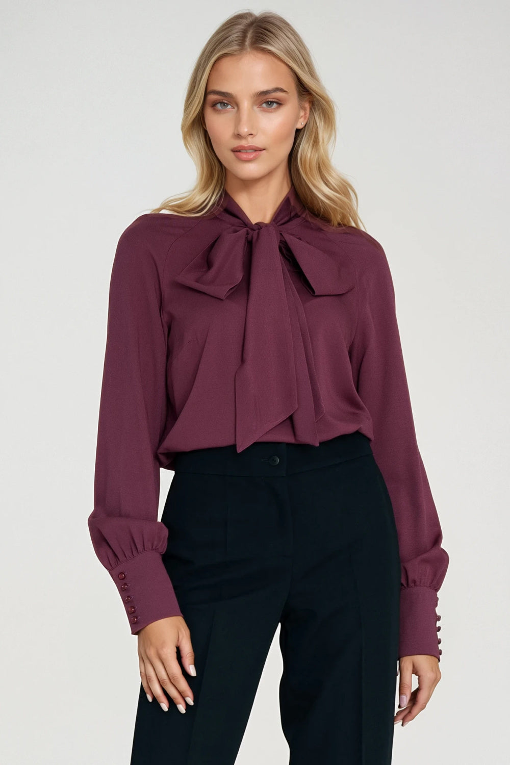 Nife Plum Long Sleeve Blouse