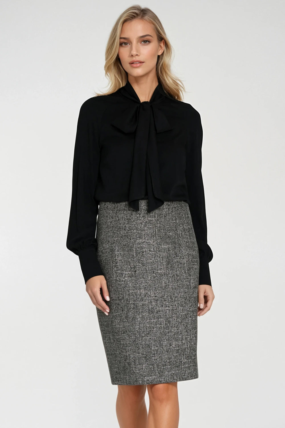 Nife Black Long Sleeve Blouse