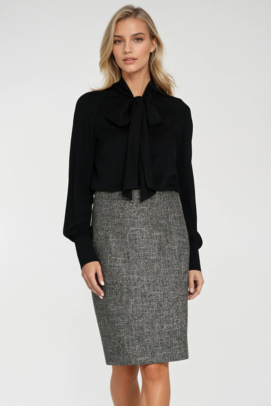 Nife Black Marl Bodycon Skirt