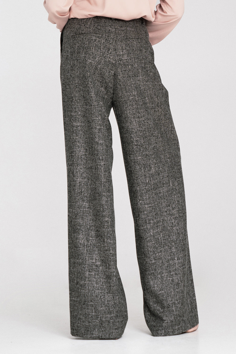 Nife Black Marl Polyester Pleated High Waisted Trousers - view 3