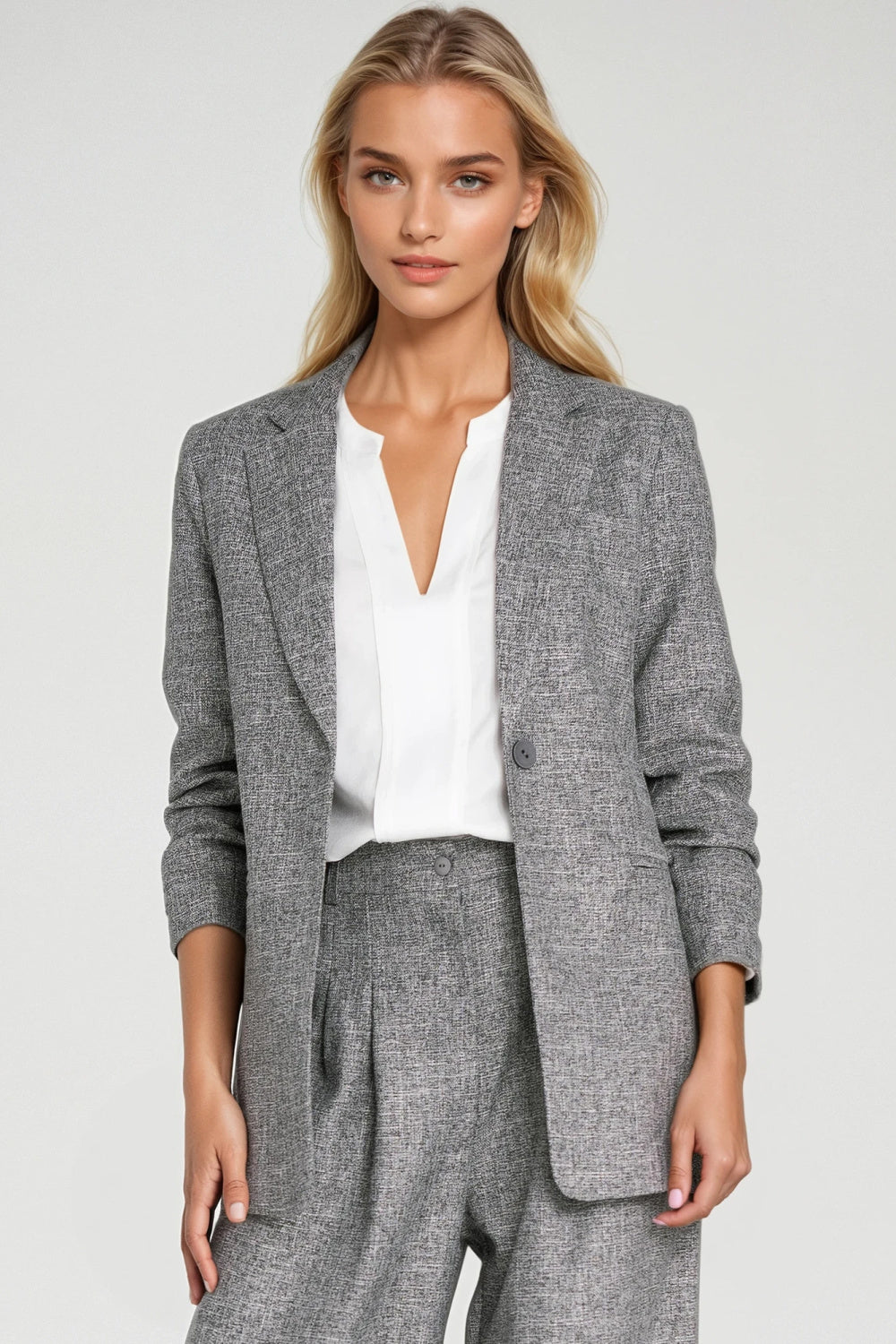 Nife Grey Marl Pleated Jacket - view 4