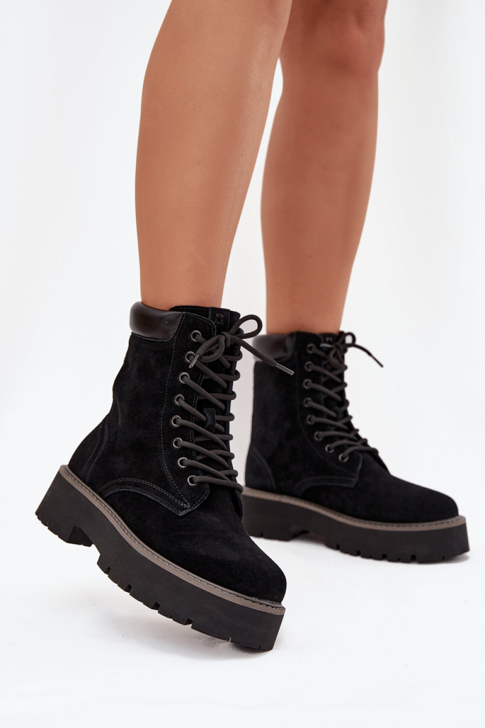 Step In Style Black Suede Platform Ankle Boots
