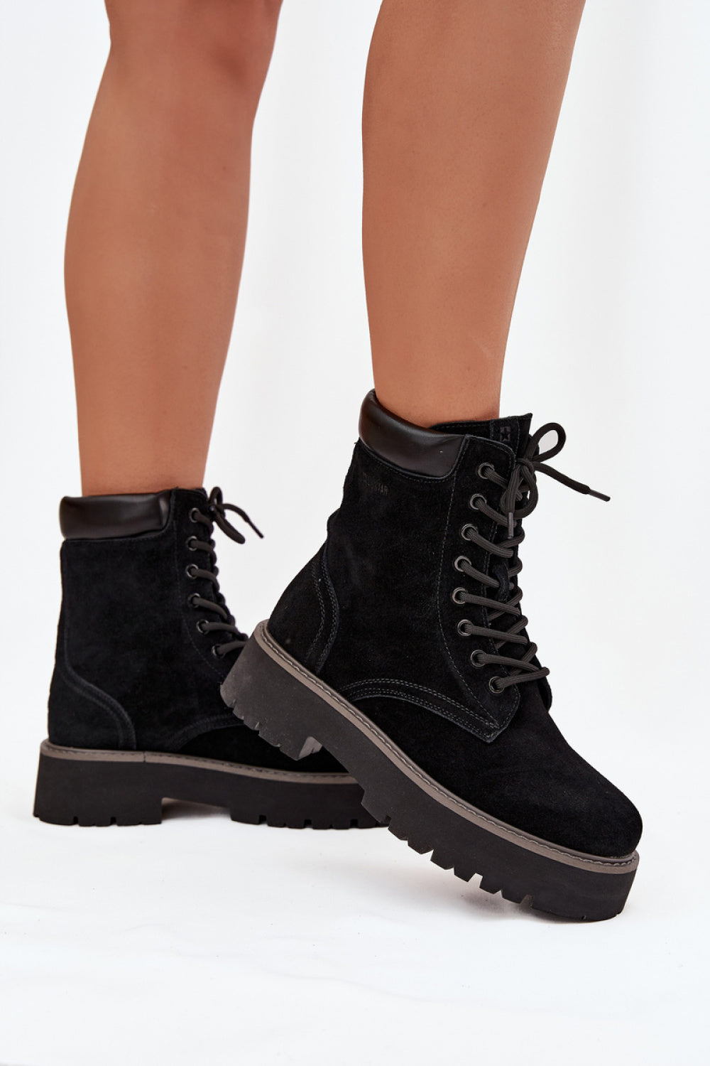 Step In Style Black Suede Platform Ankle Boots - view 3