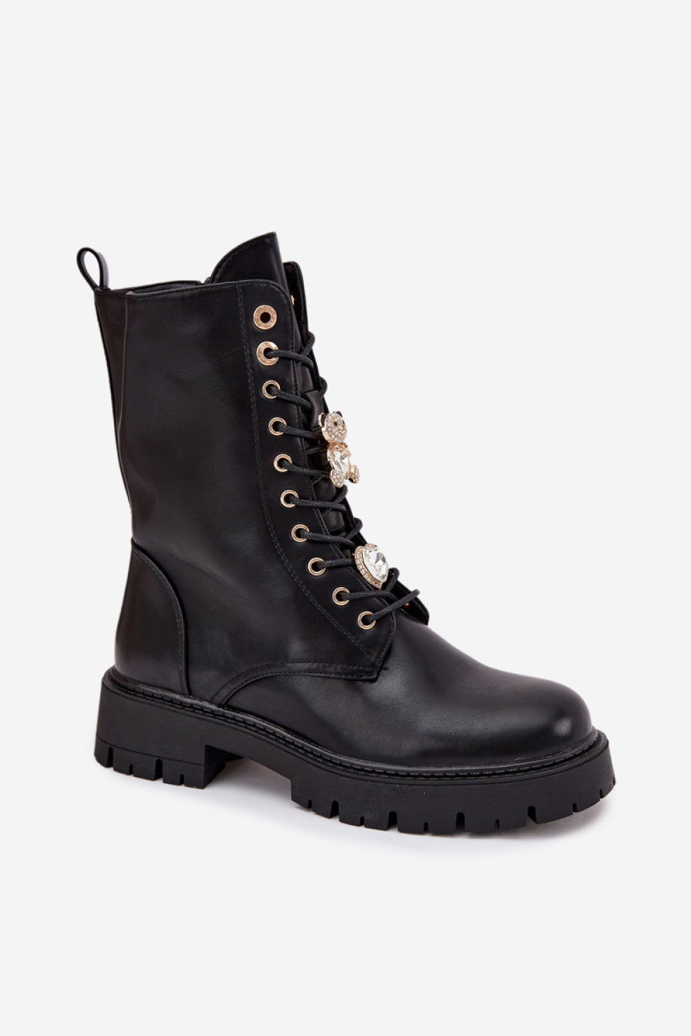 Step In Style Lomina Black Faux Leather Lace Up Ankle Boots - view 2