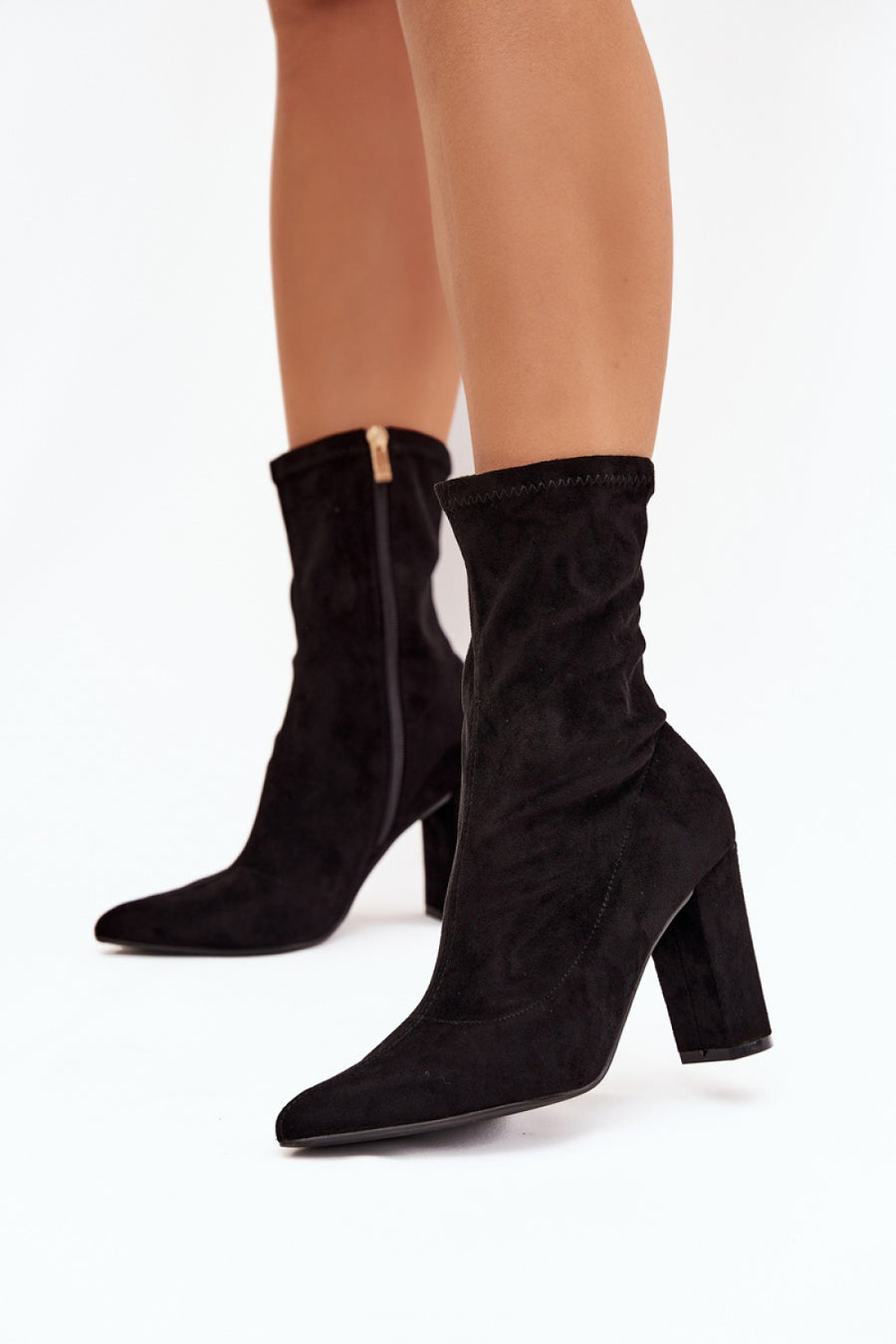 Step In Style Rosivelle Black Faux Suede Block Heel Heeled Ankle Boots