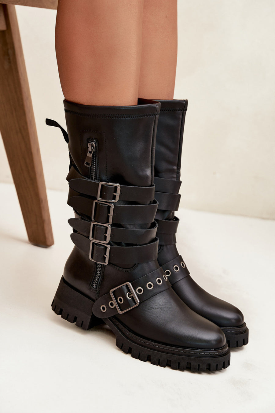 Step In Style Ivaline Black Block Heel Over The Knee Boots
