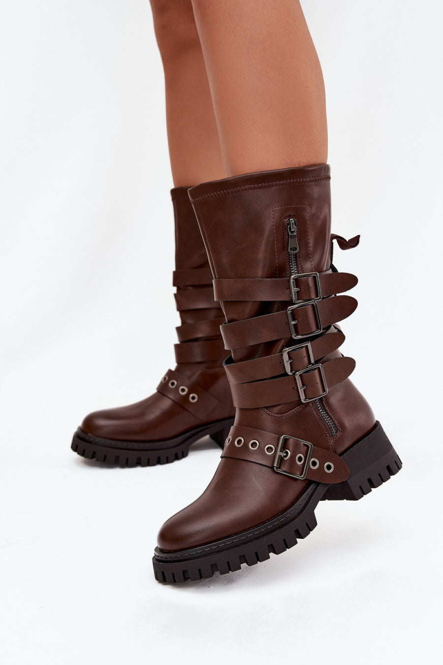 Step In Style Ivaline Brown Block Heel Over The Knee Boots