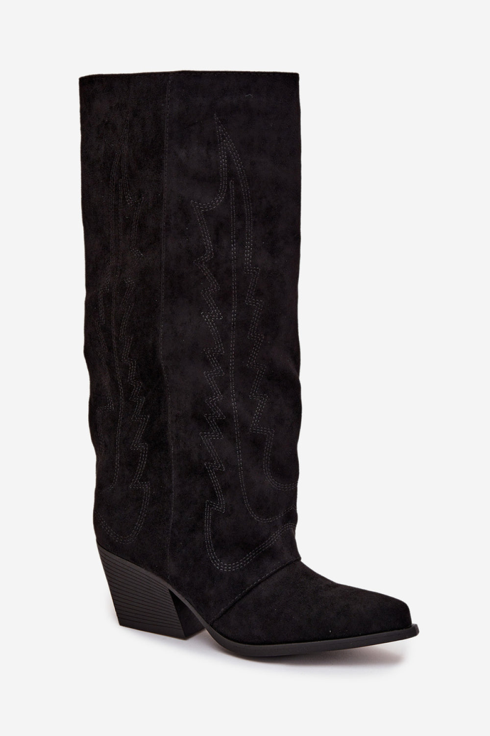 Step In Style Isalina Black Faux Suede Heeled Ankle Boots - view 2