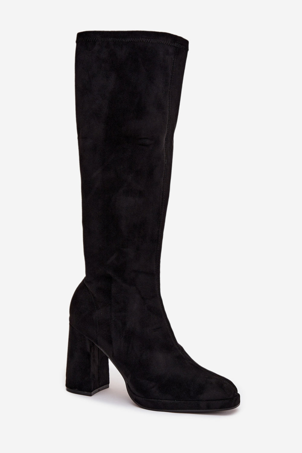 Step In Style Brivana Black Faux Suede Heeled Ankle Boots - view 2