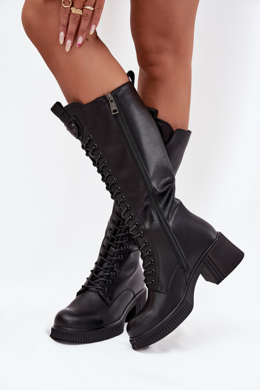Step In Style Vinceza Black Leather Block Heel Heeled Ankle Boots with Zip - view 3