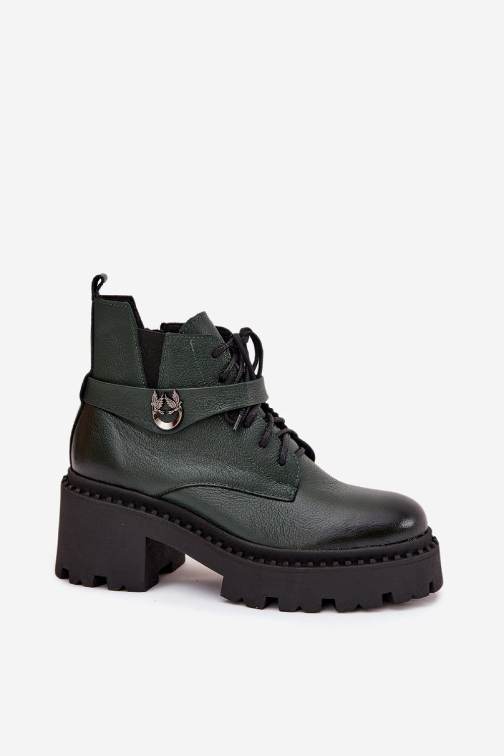Step In Style Zazoo Dark Green Leather Block Heel Boots - view 2