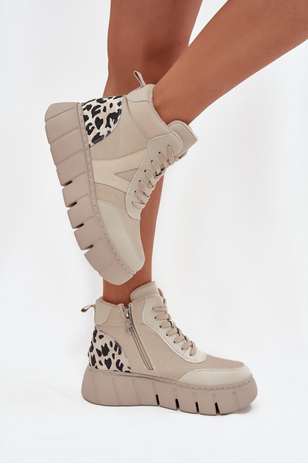 Step In Style Vinceza Beige Leather Platform Boots - view 3