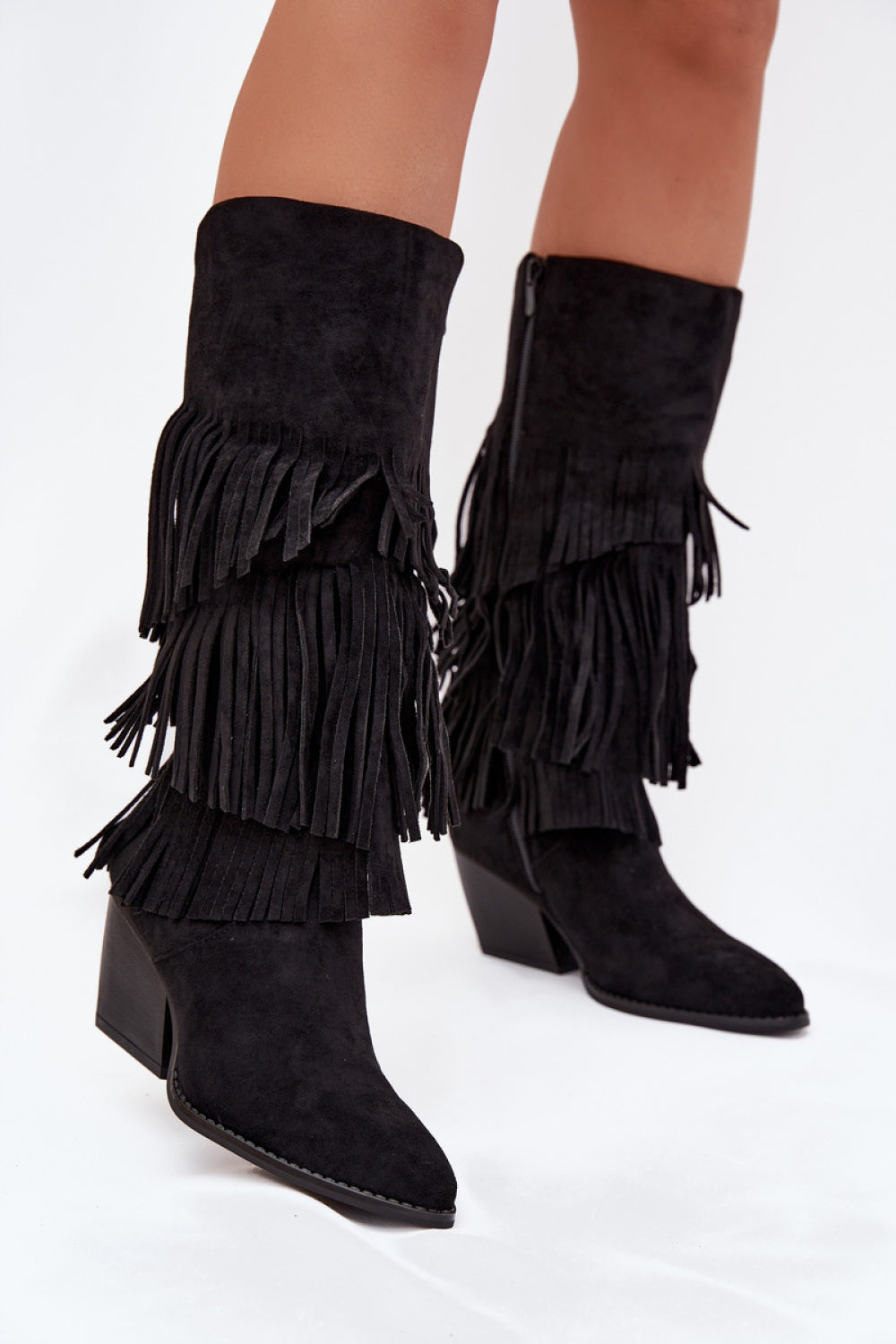 Step In Style Brivina Black Faux Suede Heeled Ankle Boots