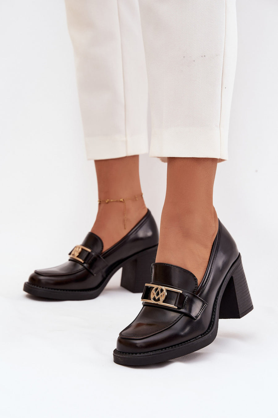 Step In Style Privelle Chocolate Faux Leather Block Heel Heeled Shoes
