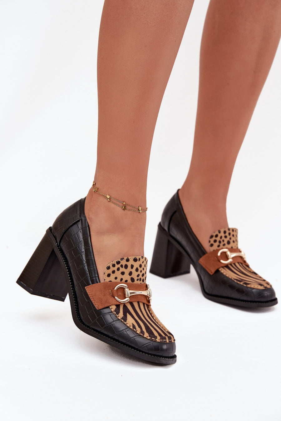 Step In Style Novella Beige Faux Leather Block Heel Heeled Shoes