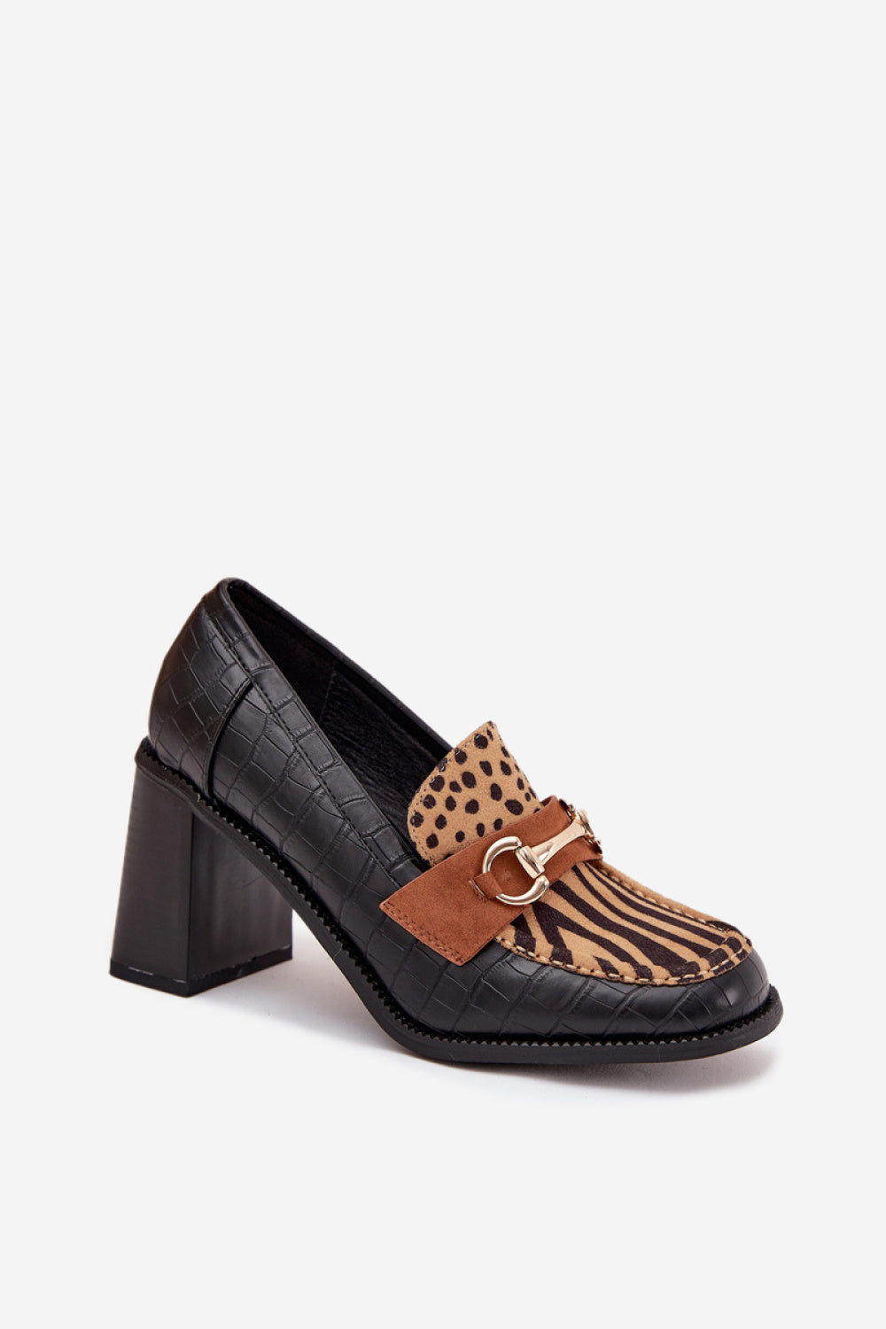 Step In Style Novella Beige Faux Leather Block Heel Heeled Shoes - view 2