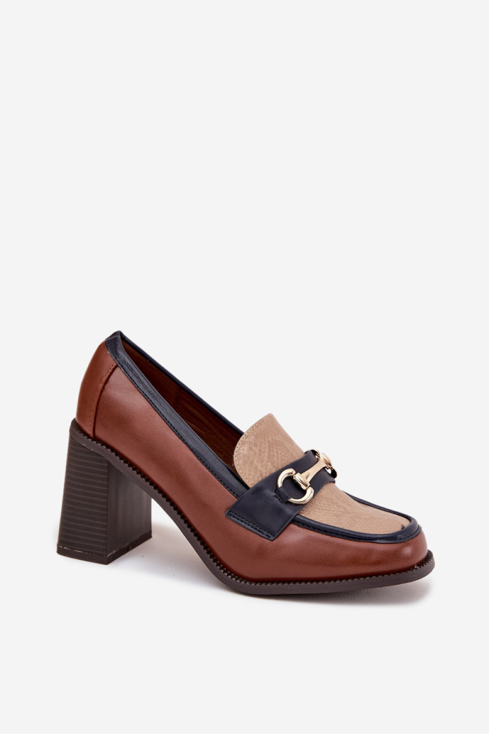 Step In Style Novellea Brown Faux Leather Heeled Shoes - view 2