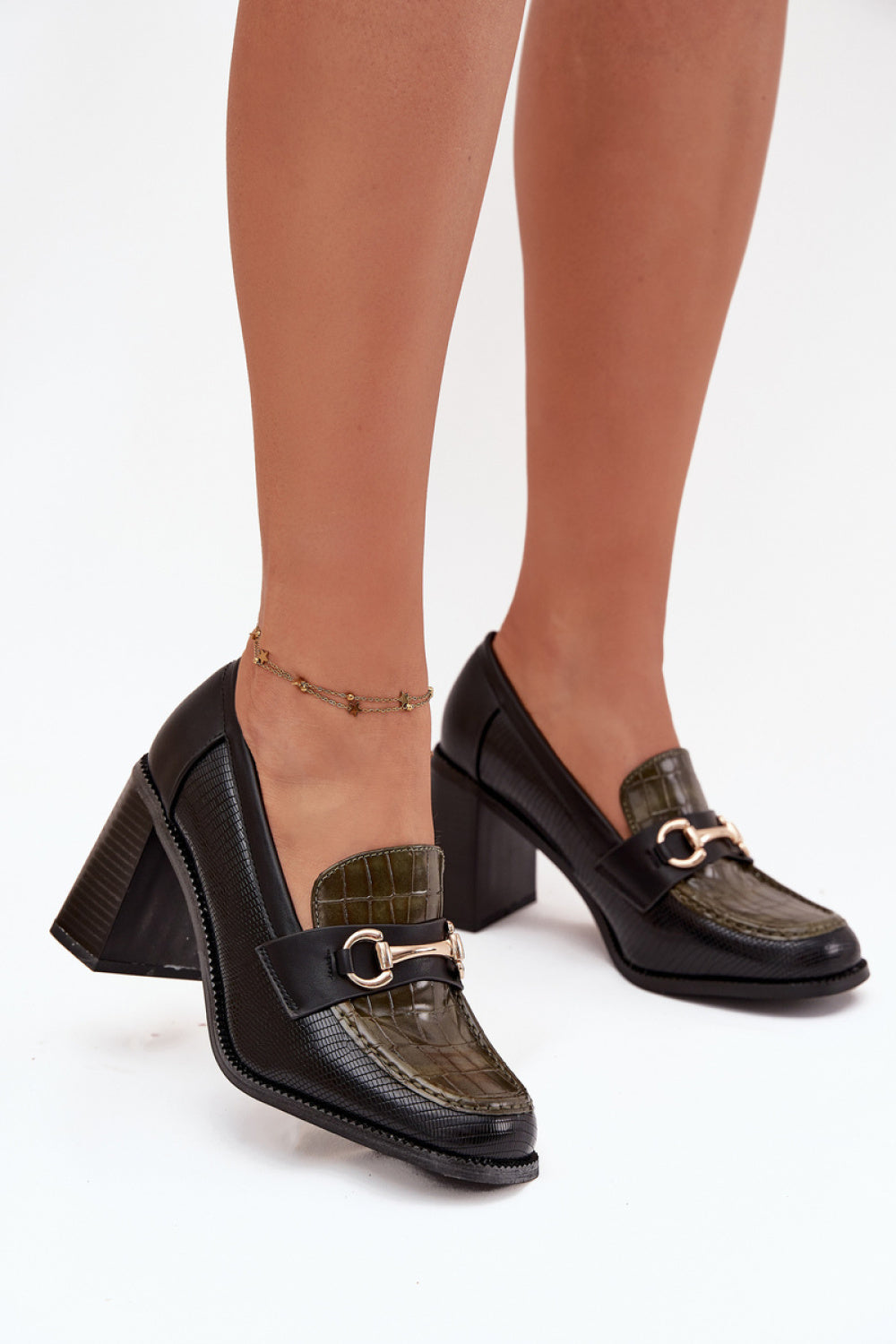 Step In Style Novella Black Faux Leather Heeled Shoes