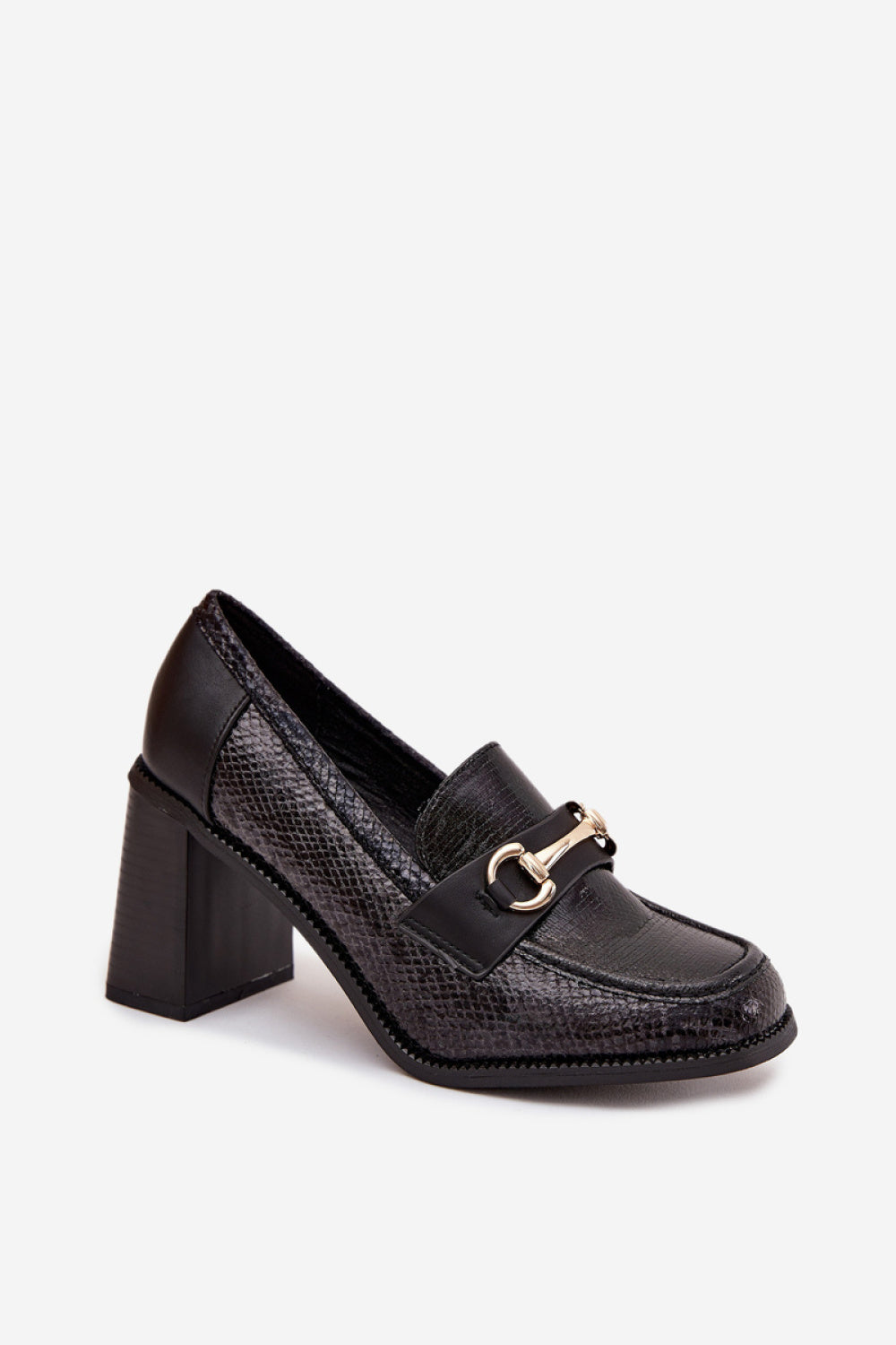 Step In Style Novella Black Faux Leather Block Heel Heeled Shoes - view 2