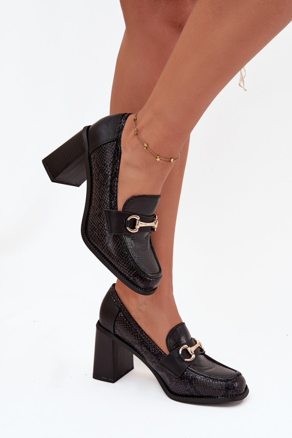 Step In Style Novella Black Faux Leather Block Heel Heeled Shoes - view 3