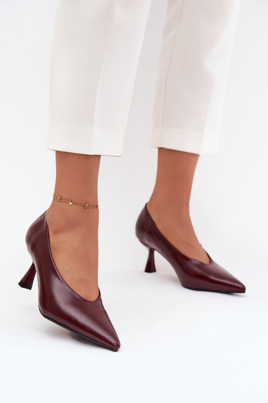 Step In Style Gavrielle Burgundy Faux Leather Stiletto Court Shoes