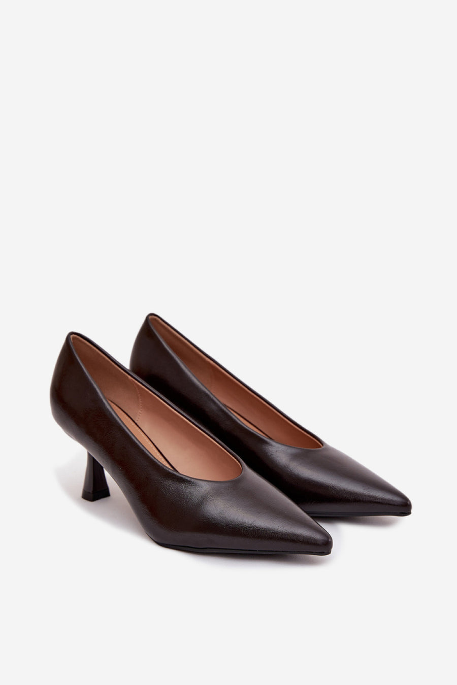 Step In Style Gavrielle Chocolate Faux Leather Stiletto Court Shoes