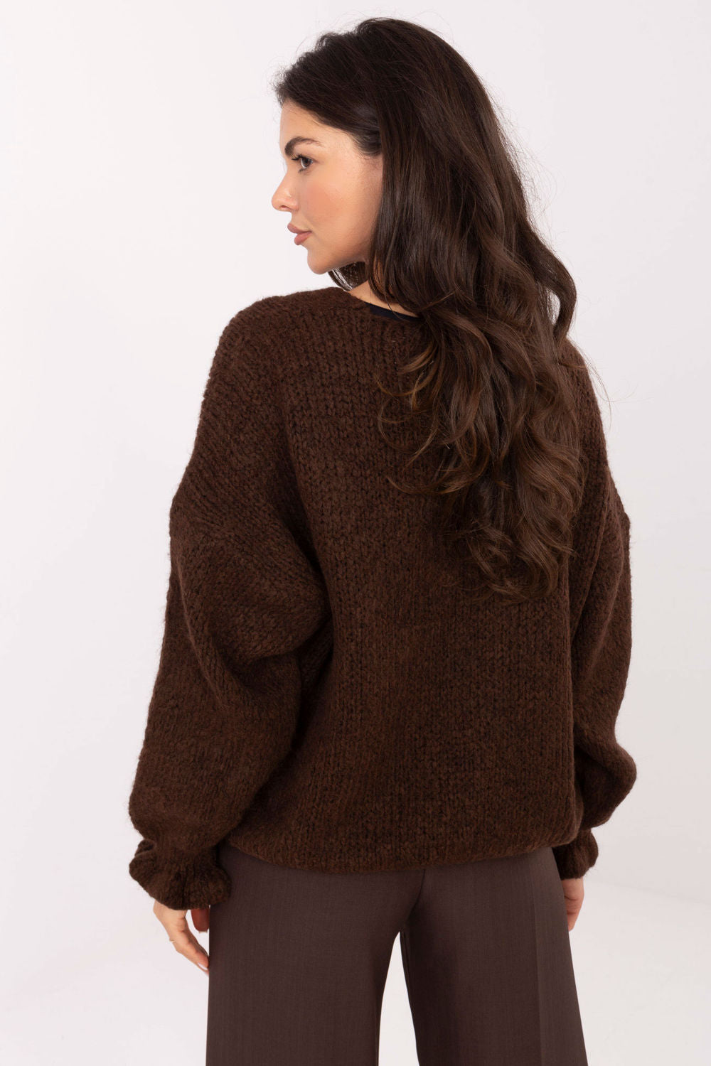 Rue Paris Dark Brown Long Sleeve Cardigan - view 3