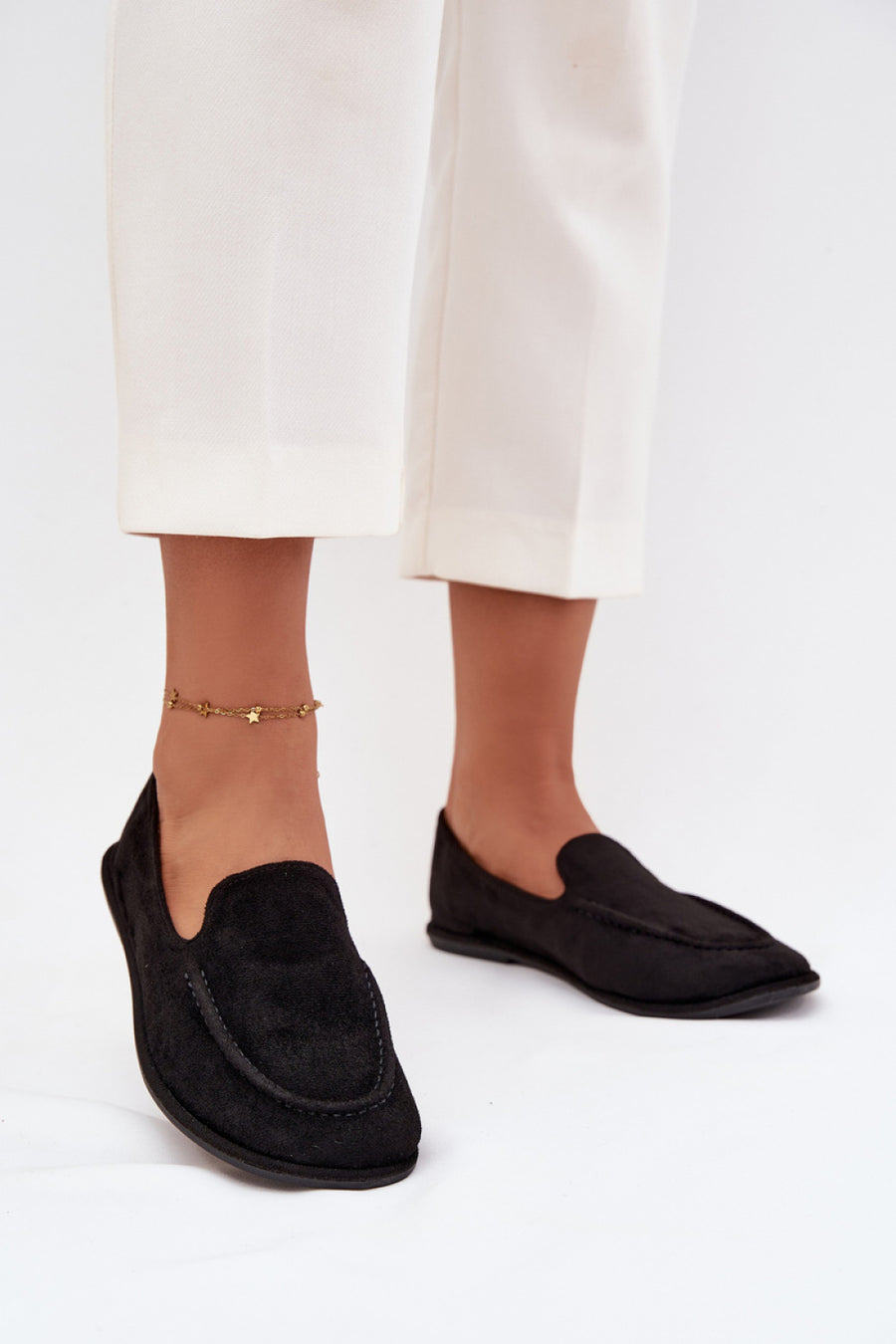 Step In Style Miryelle Black Faux Suede Flat Moccasins