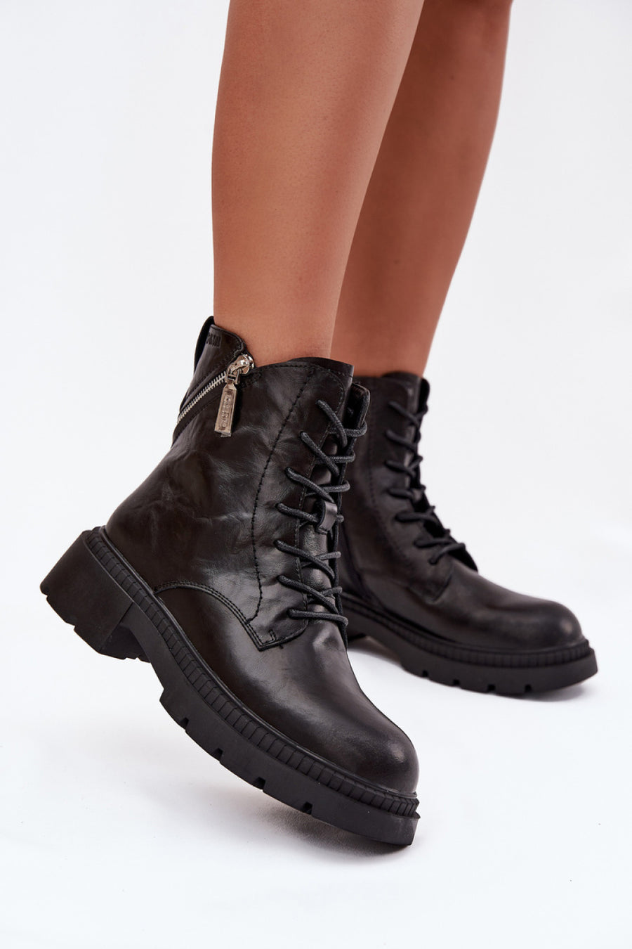 Step In Style Black Leather Ankle Boots