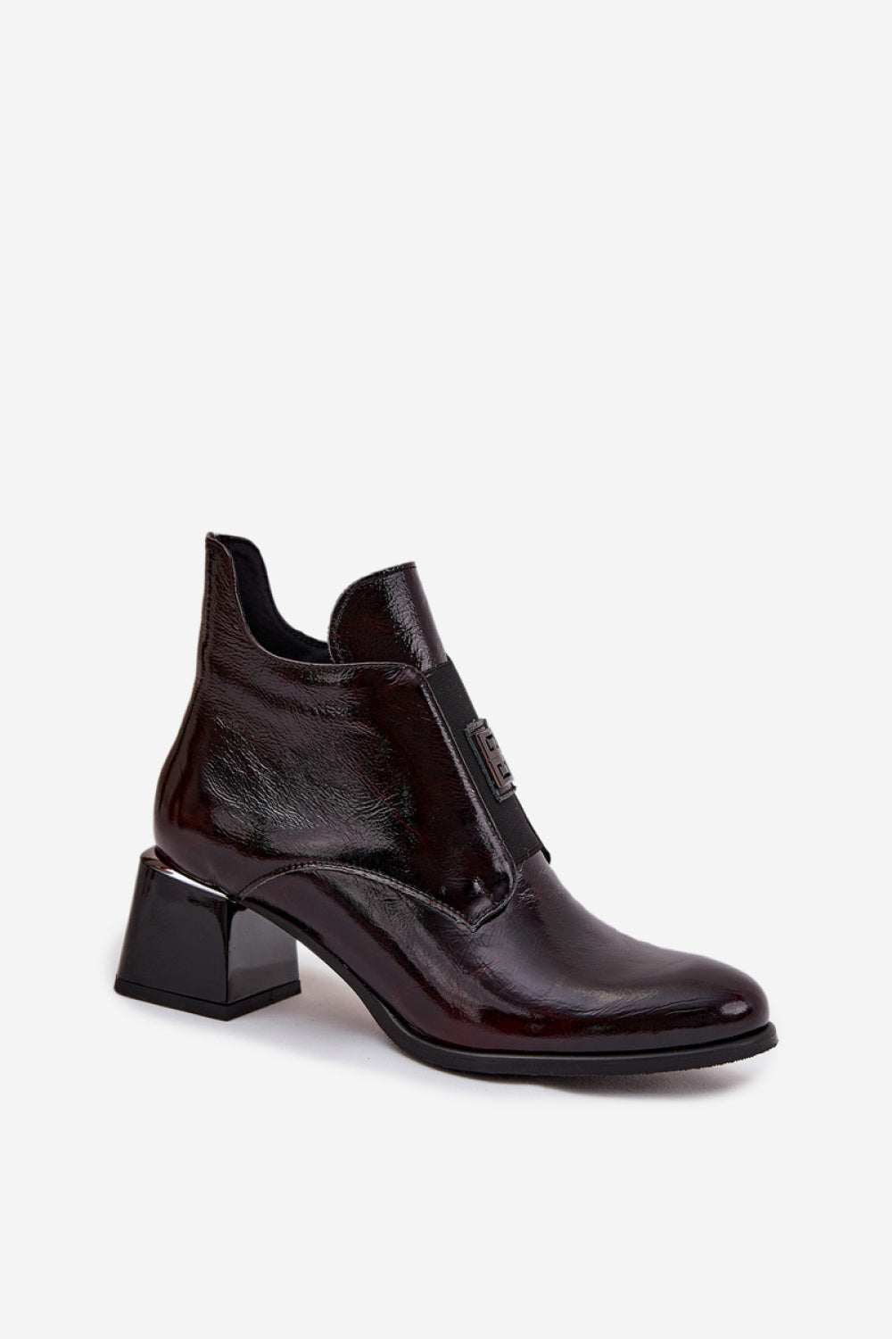 Step In Style Zazoo Burgundy Leather Block Heel Heeled Ankle Boots - view 2