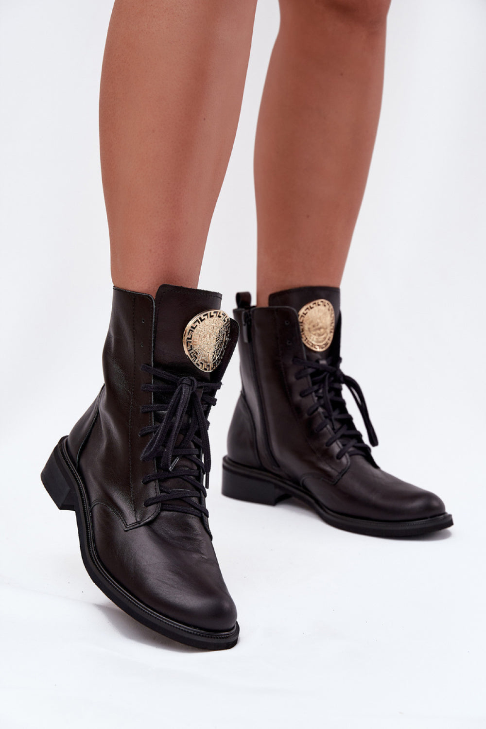 Step In Style Zazoo Black Leather Flat Boots