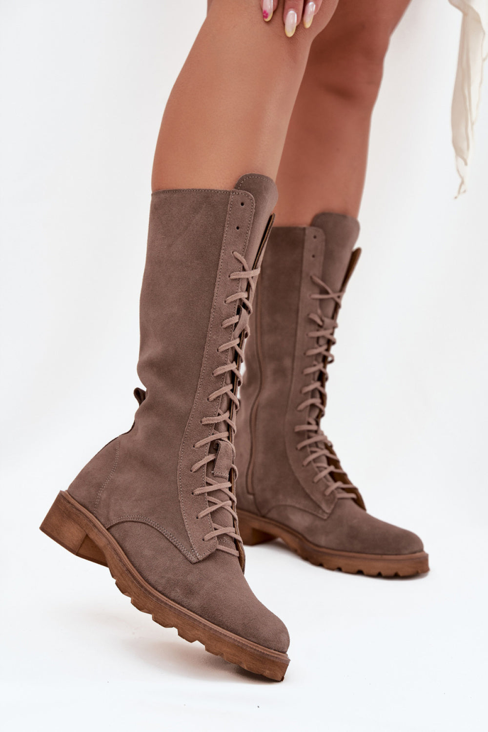 Step In Style Zazoo Dark Beige Suede Boots with Zip