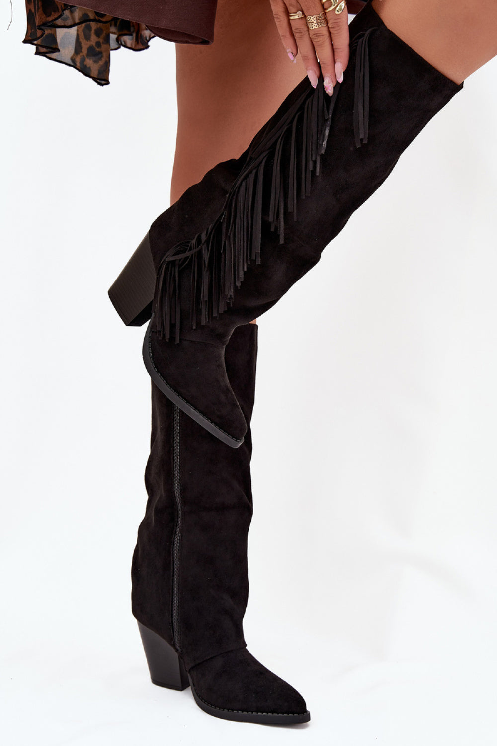 Step In Style Tivara Black Faux Suede Heeled Ankle Boots - view 3