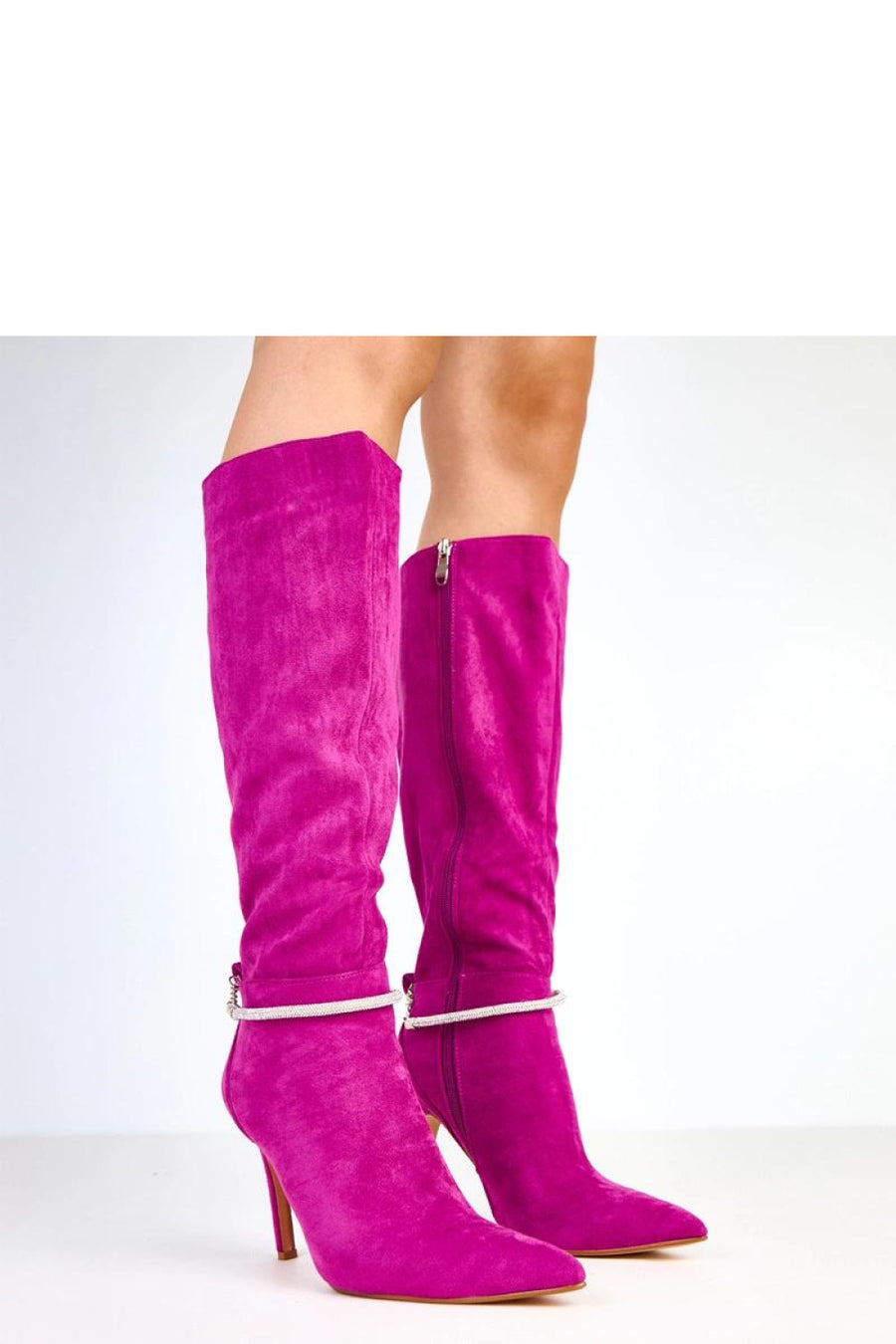 Solea Skye Violet Faux Suede Heeled Ankle Boots
