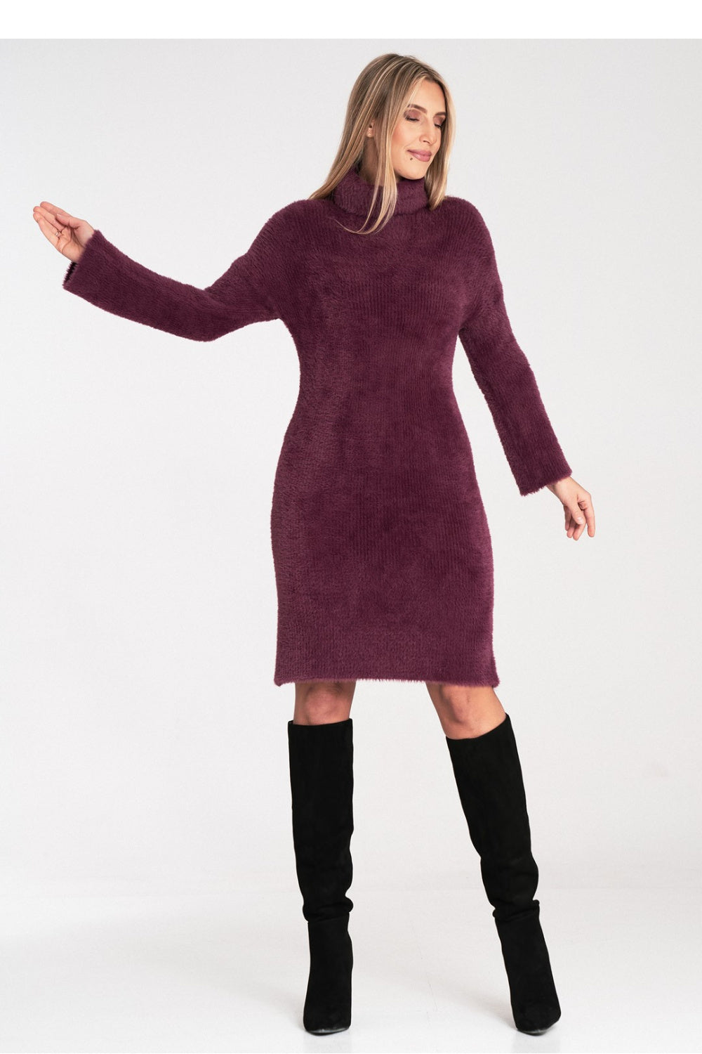 Figl Burgundy Knitted Flared Dress - view 4