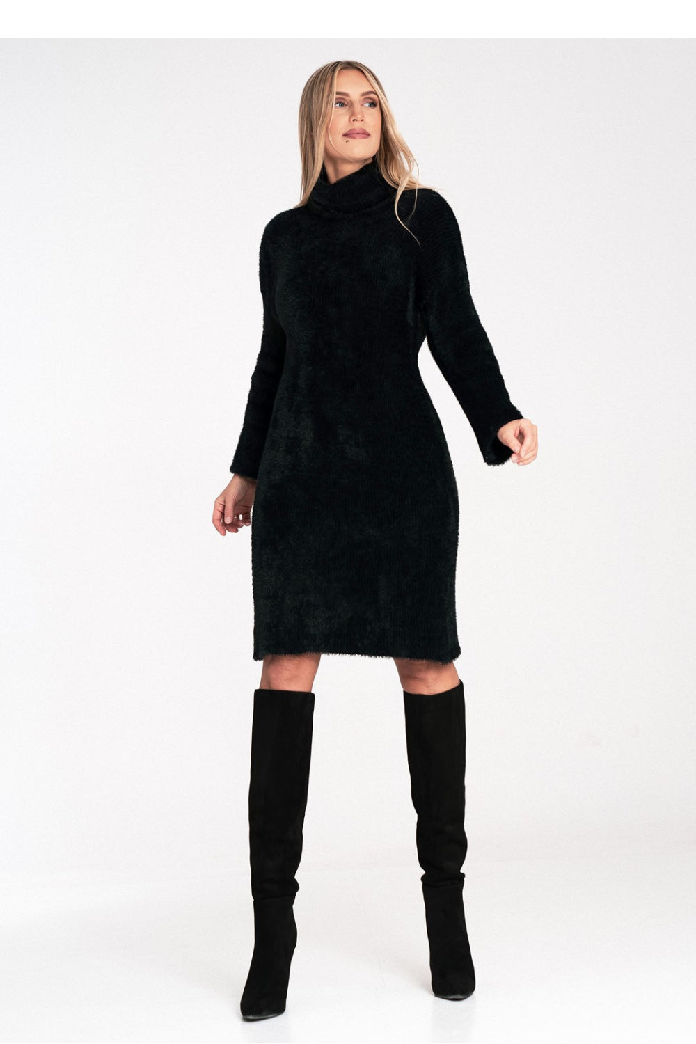 Figl Black Nylon Flared Dress