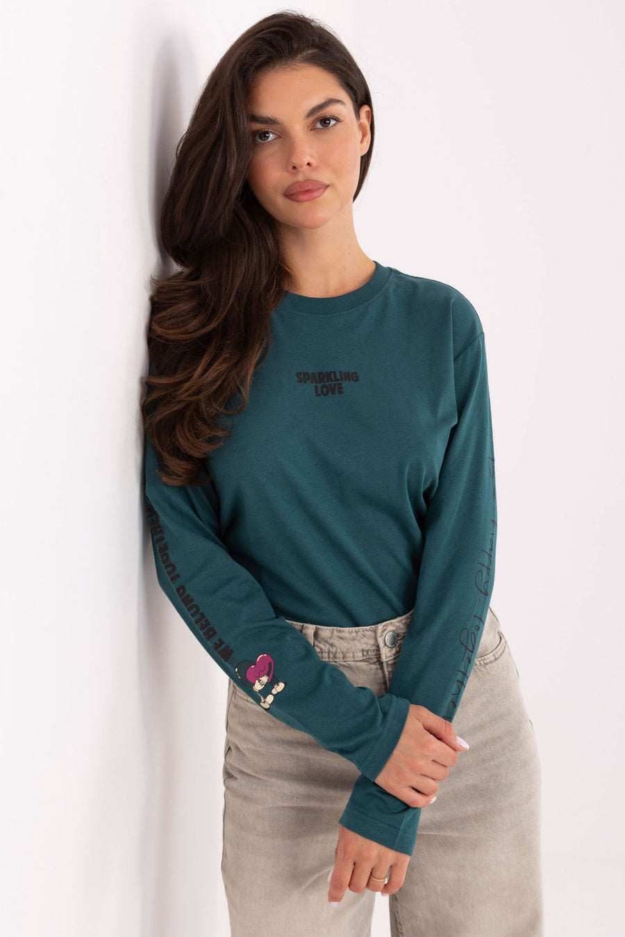 Sublevel Teal Long Sleeve Cotton Blouse