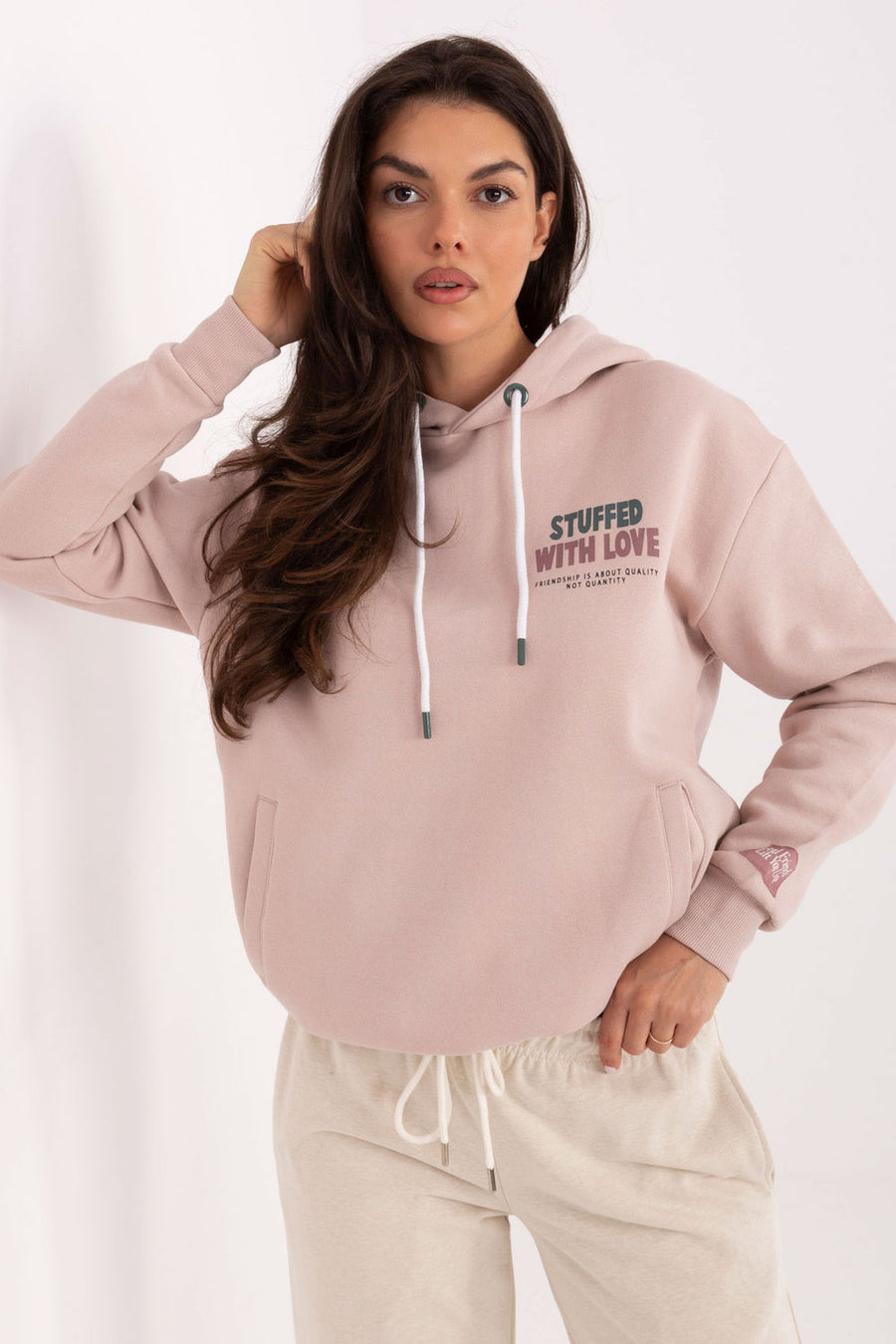 Sublevel Dark Pink Hooded Long Sleeve Sweatshirt