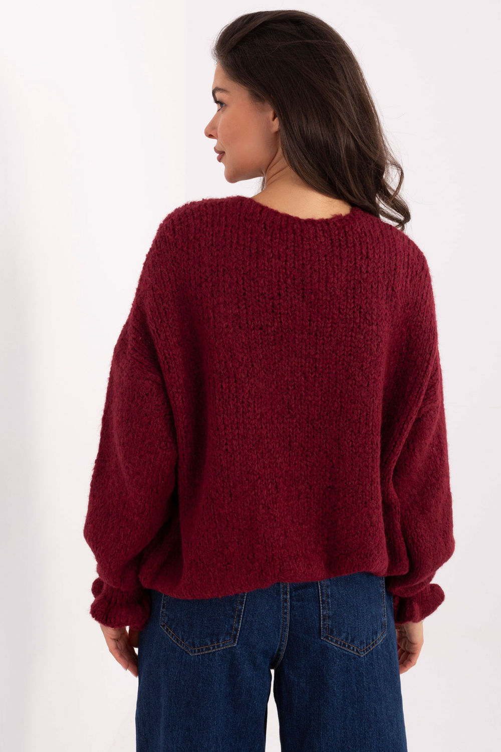 Rue Paris Burgundy Long Sleeve Cardigan - view 3