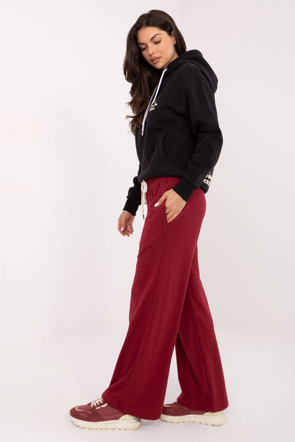 Relevance Burgundy Cotton Joggers - view 2