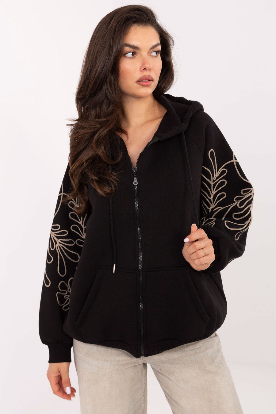 Relevance Black Hooded Zip Up Sweatshirt