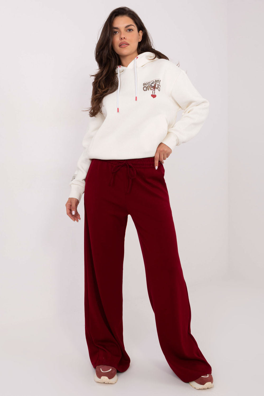 Relevance Burgundy Wide Leg High Waisted Joggers
