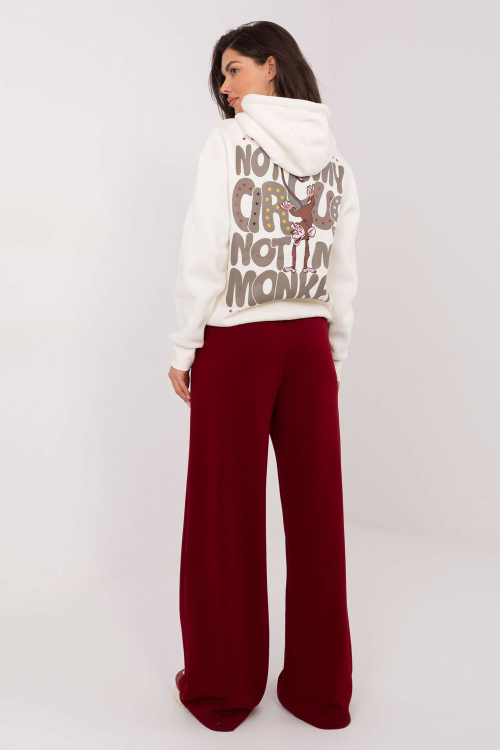 Relevance Burgundy Wide Leg High Waisted Joggers - view 3